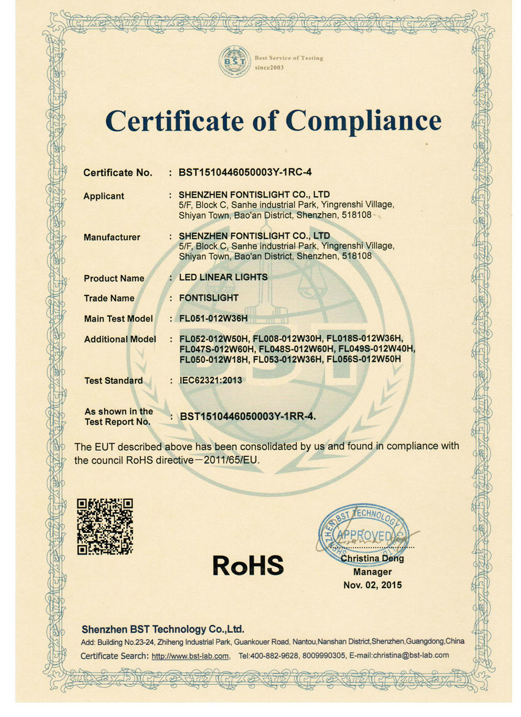 RoHS for LED Linear Lights